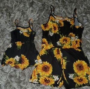 Sunflower Rompers Mommy and Me set